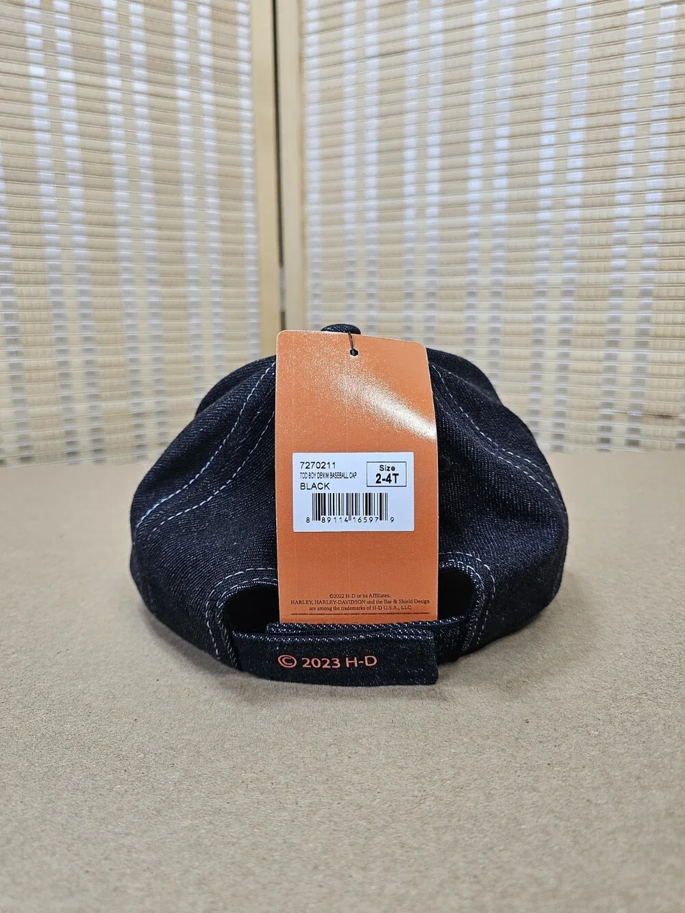 Harley-Davidson Toddler Hat 2-4T Black Denim Orange Eagle Patch